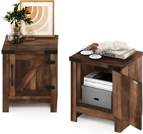 Miniatura 18 de Mesa de noche con cajón Furinno, Madera, Marrón oscuro/Negro