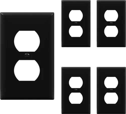 Miniatura 57 de ENERLITES Placa de pared de salida de receptáculo dúplex de tamaño mediano, placas de cubiertas de toma de corriente, tamaño medio de 1 banda, 4.88