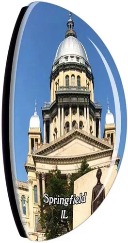 Miniatura 2 de Springfield Illinois State Capitol USA Magnet Travel Souvenir 3D Crystal Glass Collection Gift Refrigerator Sticker