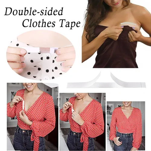 Miniatura 4 de Cinta de tela de vestir impermeable de doble cara adhesiva para el cuerpo secreto para el pecho tira de brasier de pecho segura cinta transparente