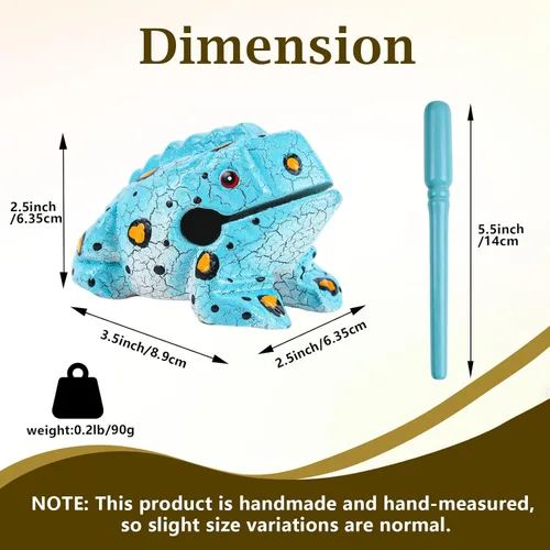 Miniatura 2 de Rana de madera de 3.5" Güiro Rasp Instrumento - Bloque de tono de percusión musical artesanal (Azul)