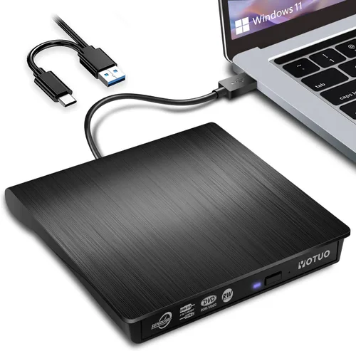 Miniatura 13 de YOTUO Unidad externa de CD/DVD, USB 3.0 portátil y USB-C CD RW, reproductor de DVD, quemador de DVD para laptop, escritorio, compatible con Windows