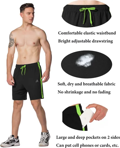 Miniatura 4 de LINSONMAN Mens Athletic Shorts for Running Training and Gym Workouts - Quick-Drying and Lightweight Sports Shorts