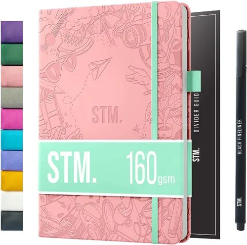 Miniatura 13 de Cuaderno de diario con puntos y cuadrícula A5 Cuadernos diarios en blanco para escritura personal, trabajo, mujeres Papel grueso de 120gsm, tapa