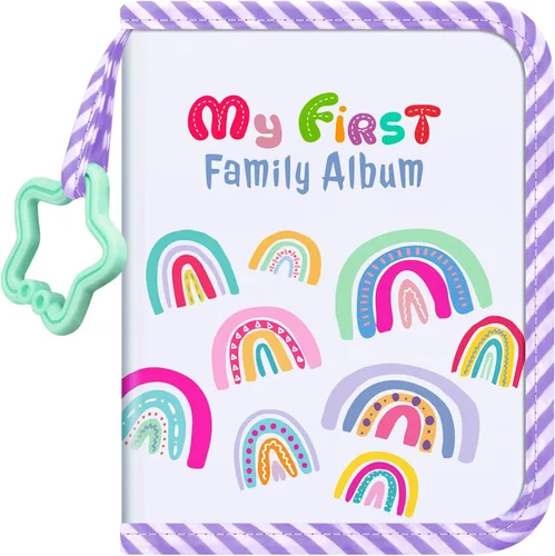 Miniatura 8 de Fintie Álbum de fotos de bebé 4x6 pulgadas, 18 fotos Mi primer álbum de familia con cubierta de tela suave y gancho para recuerdos de recién