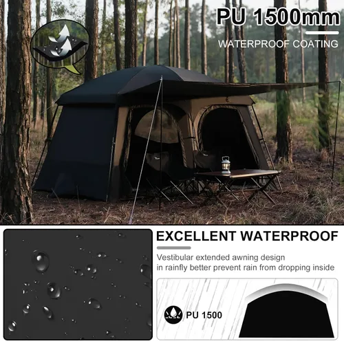 Miniatura 2 de Vidalido Tiendas de campaña, tienda de 6-8 personas para acampar con vestíbulo extendido, tiendas familiares de 2 habitaciones resistentes al clima