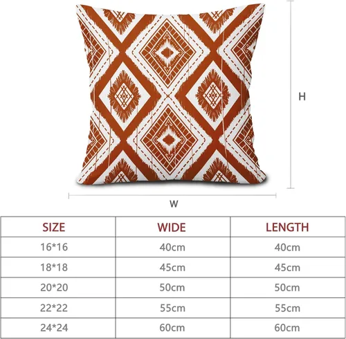 Miniatura 6 de Juego de 2 fundas de almohada geométricas de color naranja quemado de 18 x 18 pulgadas con diamantes Ikat de color marfil óxido, estilo bohemio