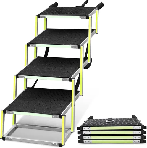 PRIORPET - Escalera para perros grandes, con marca que brilla en la oscuridad, rampa plegable para automóvil y VUD pequeño, superficie