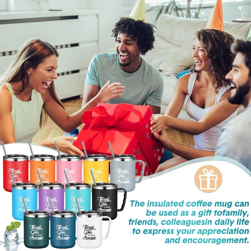 Miniatura 6 de Umigy 12 tazas de café de agradecimiento a los empleados, regalo a granel, taza de 17 onzas, vaso de viaje aislado de acero inoxidable, regalo
