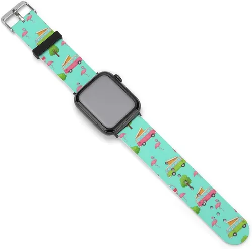 Correa de reloj de silicona suave compatible con Apple Watch para hombres/unisex/jóvenes compatible con Iwatch Series 5/4/3/2/1, Happy Camper Happy