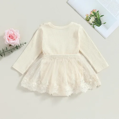Miniatura 8 de Mameluco para bebé recién nacido, manga larga, con volantes, vestido floral 3D, ropa de otoño