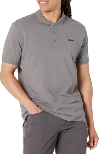 HUGO by Hugo Boss Polo de manga corta con logotipo invertido de ajuste regular para hombre, gris (Open Grey)