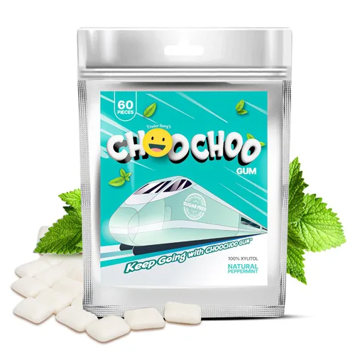Goma de mascar de vitamina 100% xilitol, sin azúcar, menta natural para un aliento fresco, refuerzo de energía, baja dosis de cafeína para personas