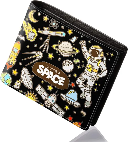 Cartera linda Kawaii para niños y adolescentes, diseño de dibujos animados, delgada, de cuero, plegable, con bloqueo RFID, con cremallera, con