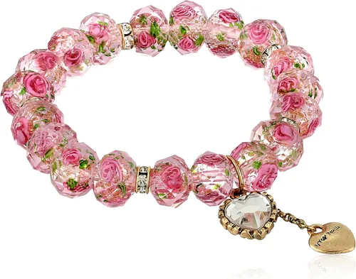 Betsey Johnson Pulsera con dije de corazón para mujer