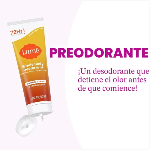 Miniatura 5 de Lume Desodorante para todo el cuerpo, tubo de crema invisible, control de olores de 72 horas, sin aluminio, sin bicarbonato de sodio, seguro