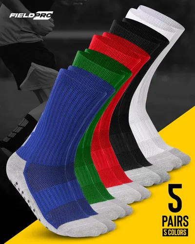Miniatura 6 de FieldPro 3 y 5 pares de calcetines de agarre de fútbol para adultos y jóvenes, 5 colores, calcetines de agarre para hombre Calcetines de fútbol