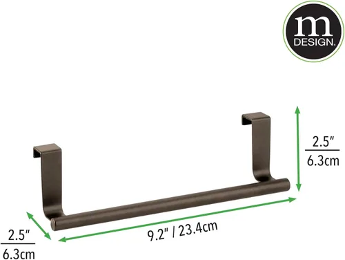 Miniatura 2 de mDesign Toallero de metal sobre la puerta del armario de la cocina para la mano, plato y toallero de té, barra de toalla sobre la puerta, colgar