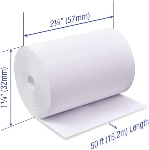 Miniatura 2 de 2 1/4 x 50 pies x 100 rollos rollos de papel térmico sin BPA sin núcleo para impresoras de papel de recibos térmicos de mano. 1.181 in de diámetro