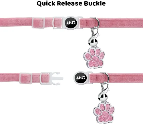 Miniatura 5 de Collares de gato personalizados con etiqueta de identificación, corbata de campana, collares de gatito personalizados de liberación rápida