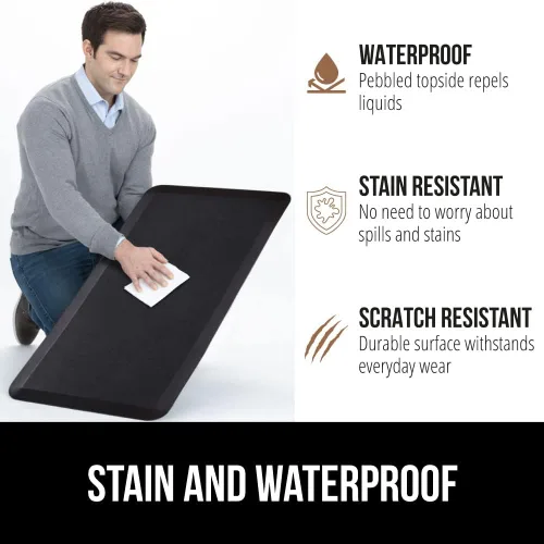 Miniatura 4 de GORILLA GRIP Alfombrillas cómodas y acolchadas para cocina, 48x20, parte superior suave resistente al agua y a las manchas, tapete antifatiga Negro
