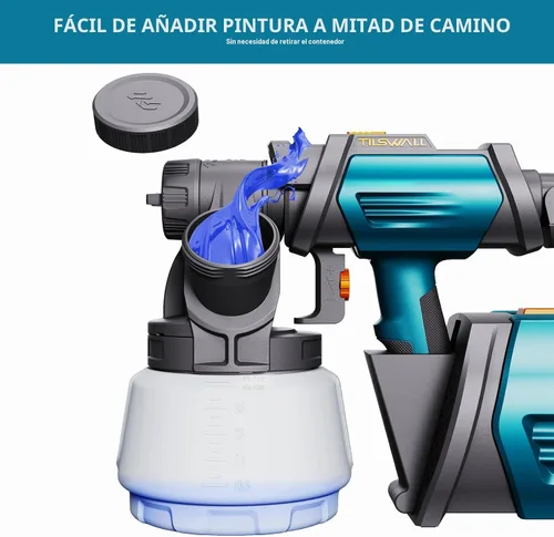 Miniatura 2 de Tilswall - Pulverizador de pintura HVLP de 800W, pistola de pintura eléctrica con 4 boquillas y 3 patrones para pintar muebles, gabinetes, vallas