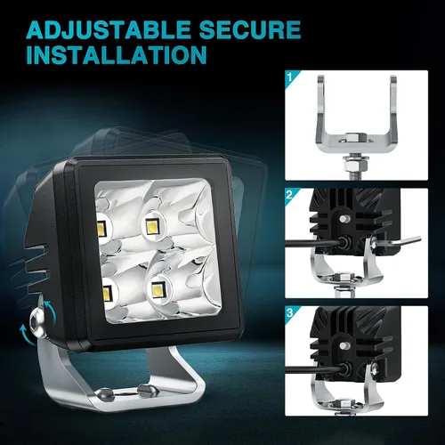 Miniatura 8 de Nilight - Juego de 2 focos LED para motocicleta de 2 pulgadas y 20 W, haz focalizado cuadrado, luz de trabajo mini para conducción, incorporada EMC