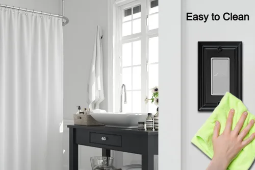 Miniatura 6 de OKAWYC Cubierta de Interruptor de Luz Decorativo Individual Placa de Pared Metálica Adler, Paquete de 4 Negro 1 Gang Rocker Individual