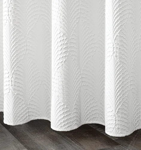 Miniatura 3 de Gibelle Cortina de ducha larga de 72 x 78 pulgadas, cortina de ducha alta de tela blanca texturizada en relieve 3D, moderna casa de campo, elegante