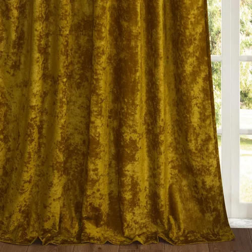 Miniatura 4 de Cortinas de Terciopelo Chartreuse Aplastado de Lujo Juego de 2 Paneles - 84 pulgadas de Largo para Oscurecer la Habitación Cortinas de Terciopelo