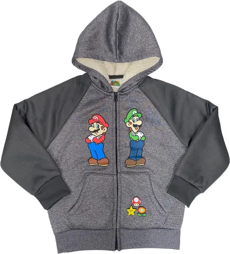 Isaac Morris Limited Super Mario Little & Big Boys Sherpa - Sudadera con capucha y cremallera