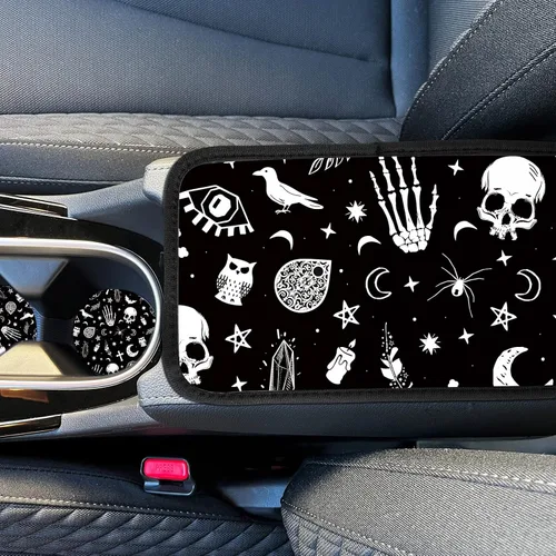 Miniatura 8 de Frienda 10 Piezas Fundas de Asiento de Automóvil para Mujeres Accesorios Interiores Fundas de Asiento con Funda para Volante, Correa de Muñeca