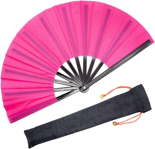 Miniatura 13 de OMyTea Ventilador grande para baile de línea - Ventilador de mano plegable con botas en el suelo - Ventilador de mano plegable chino de Tai Chi Kung
