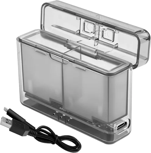Cargador de batería dual para GoPro Hero 12,11,10,9 Negro, Go Pro Enduro Baterías USB Estuche de carga con cable USB-C, accesorios de carga rápida