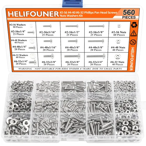 Miniatura 19 de HELIFOUNER 65 piezas de 5 tamaños de acero inoxidable 304 1/4-20 x 3/8 pulgadas 1/2 pulgadas 5/8 pulgadas 3/4 pulgadas 1 pulgada UNC cabeza de botón