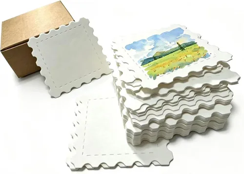 Miniatura 9 de Tarjetas creativas de papel de acuarela, pulpa de algodón de 10.58 oz/m², grano fino y bordes de cubierta, 50 tarjetas comerciales de artistas de 2