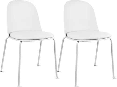 Miniatura 42 de 2xhome Silla de comedor moderna apilable sin brazos Asiento de plástico con patas de metal Uso en interiores o exteriores Patio de cocina