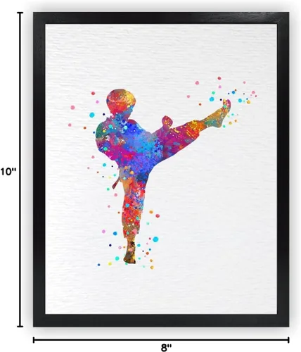 Miniatura 9 de Dignovel Studios 8X10 sin marco Karate Boy Kid Artes marciales Padre Hijo Deportes Coraje Acuarela Arte Impresión Póster Pared Guardería Niños