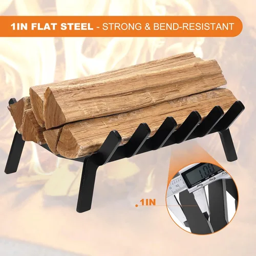 Miniatura 6 de Rejilla de chimenea de 14 pulgadas resistente, soporte de madera para chimenea interior, soporte para troncos de chimenea, rejilla de fuego pequeña