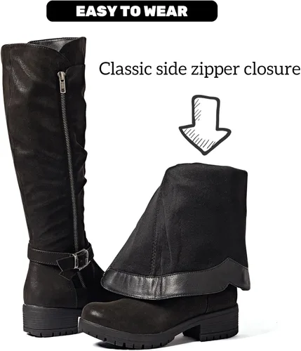 Miniatura 2 de Botas altas hasta la rodilla para mujer, elegantes y cómodas, con punta redonda, cierre de cremallera lateral, para otoño e invierno para mujer