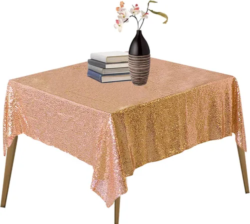 Miniatura 87 de Mantel de lentejuelas color azul bebé de 120 pulgadas redondo con purpurina, secuencia metálica, para fiesta de cumpleaños, baby shower, boda