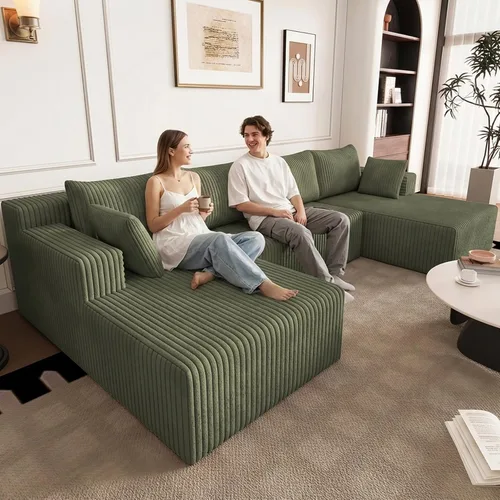 Miniatura 27 de Sofá seccional Cloud de 96 pulgadas, sofá deshuesado para sala de estar, sofá modular con asiento profundo, sofá de pana cómodo y esponjoso con Negro