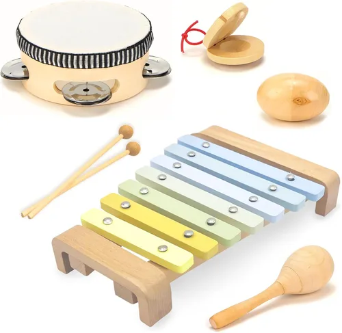 Miniatura 9 de Juego de instrumentos musicales para niños pequeños, juguetes Montessori de madera para bebés, juguetes musicales sensoriales para niños pequeños