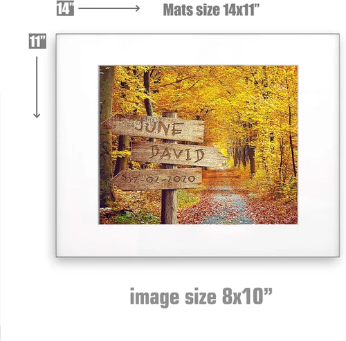 Miniatura 7 de Bosque Otoñal Foto o Impresiones en Lienzo Personalizadas Únicas con Nombres de la Pareja y Fecha Especial en Letrero, Regalo Perfecto