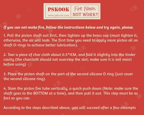 Miniatura 4 de PSKOOK Metal Fire Piston Educativo Campers/Supervivencia/Preppers Lección Científica