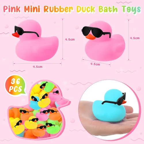 Miniatura 2 de Sosation Juego de 36 mini patos de goma con lentes de sol de 2.2 pulgadas para el baño, chirriantes, juguetes de bañera para concientización sobre
