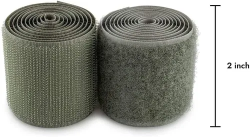 Miniatura 2 de Cinta de velcro de 2 pulgadas de ancho, color verde, no adhesiva, de nailon verde, de 1 yarda de longitud, juego de sujetadores de tela para bolsas