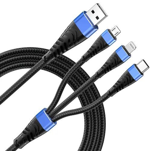 Cable de carga USB C de 4 pies, color azul, multiUSB tipo C, para todos los dispositivos, cables de carga 3 en 1, compatible con teléfono