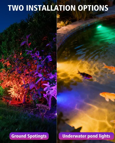 Miniatura 2 de Focos solares para exteriores, impermeables, IP68, 3 en 1, LED que cambian de color, luces solares de paisaje, 2 modos de luz, luces de camino