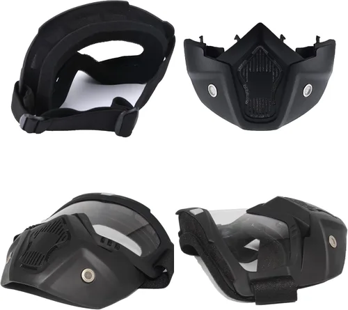 Miniatura 5 de Máscara de Paintball Anti-Vaho, Gafas para Casco de Motocicleta con Máscara Facial Extraíble, Gafas de Motocross Ajustables Transparente